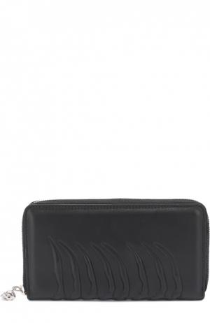 Кожаное портмоне Continental  на молнии с декоративной отделкой Alexander McQueen. Цвет: черный