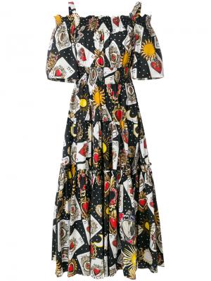 Расклешенное платье  с принтом игральных карт Dolce & Gabbana. Цвет: чёрный