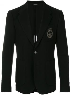 Пиджак с вышивкой эмблемы пчелой Dolce & Gabbana. Цвет: чёрный