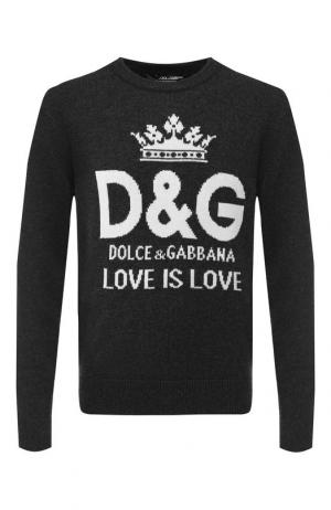 Кашемировый джемпер с принтом Dolce & Gabbana. Цвет: темно-серый