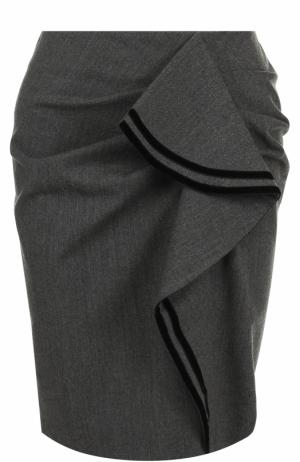 Шерстяная мини-юбка с оборками Tara Jarmon. Цвет: серый