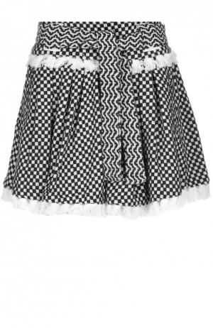 Мини-юбка в складку с контрастным принтом и поясом Dodo Bar Or. Цвет: черно-белый