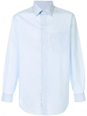 Рубашка с закругленным подолом Armani Collezioni. Цвет: синий