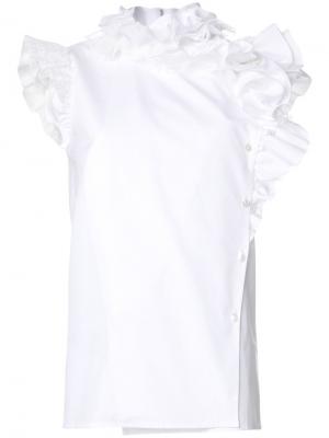 Блузка с рюшами Lanvin. Цвет: белый