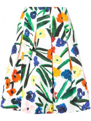 Пышная юбка с цветочным принтом Oscar de la Renta. Цвет: белый