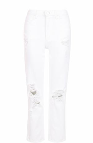 Укороченные джинсы с потертостями Denim X Alexander Wang. Цвет: белый