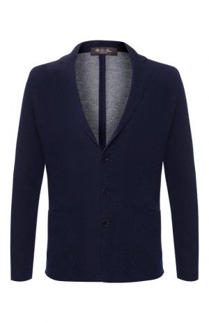 Однобортный пиджак из смеси кашемира и шелка Loro Piana. Цвет: темно-синий