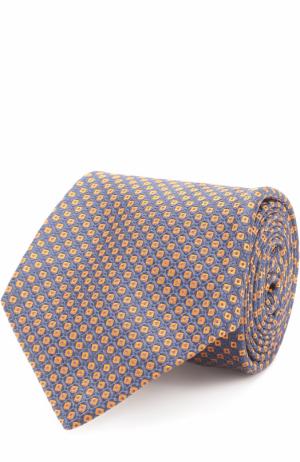 Шелковый галстук с узором Kiton. Цвет: оранжевый