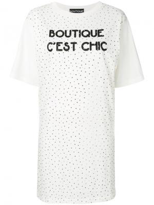 Платье-футболка с заклепками Boutique Moschino. Цвет: белый