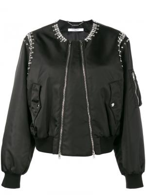 Куртка-бомбер  декорированная кристаллами Givenchy. Цвет: none