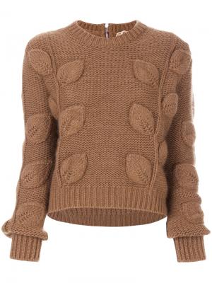 Укороченный свитер с круглым вырезом Nº21. Цвет: коричневый