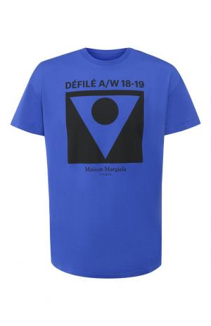 Хлопковая футболка с принтом Maison Margiela. Цвет: синий