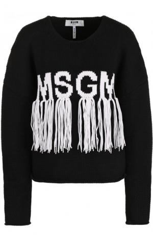 Пуловер с логотипом бренда и бахромой MSGM. Цвет: черный