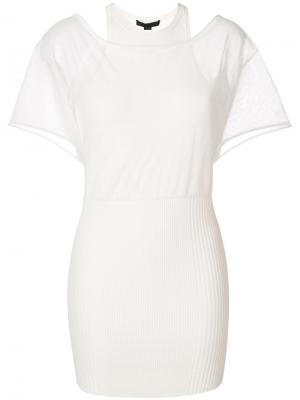 Многослойное платье-футболка Alexander Wang. Цвет: белый