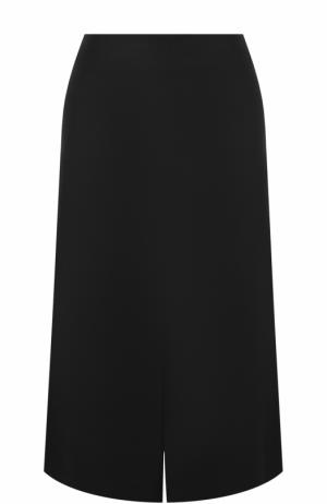 Шерстяная юбка-миди с разрезом Lanvin. Цвет: черный