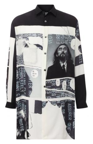Удлиненная рубашка с принтом Yohji Yamamoto. Цвет: черно-белый