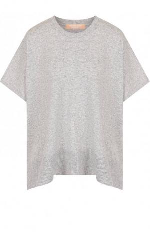 Кашемировый пуловер свободного кроя с укороченным рукавом Michael Kors Collection. Цвет: серый