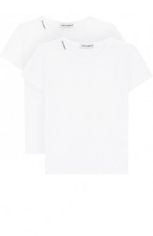 Комплект из двух хлопковых футболок Dolce & Gabbana. Цвет: белый