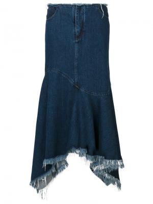 Асимметричная юбка клеш  Marquesalmeida Marques'almeida. Цвет: синий