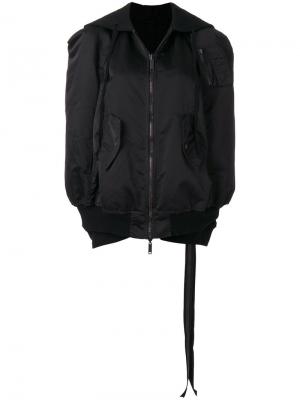 Куртка-бомбер в стиле кейпа с капюшоном Unravel Project. Цвет: чёрный