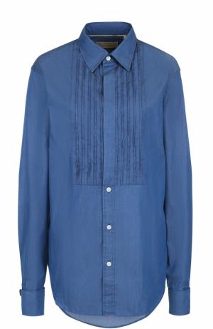 Хлопковая блуза с декоративной отделкой Burberry. Цвет: голубой