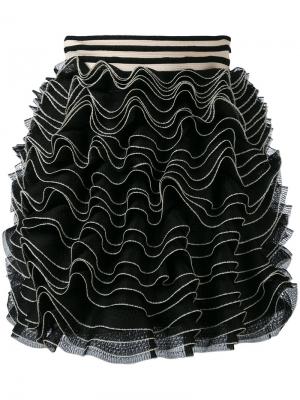 Трикотажная юбка мини с оборками Alexander McQueen. Цвет: чёрный