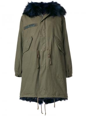 Пальто на молнии с меховой оторочкой As65. Цвет: зелёный