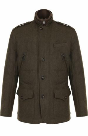 Шерстяная куртка на пуговицах с пуховой подстежкой Ralph Lauren. Цвет: оливковый