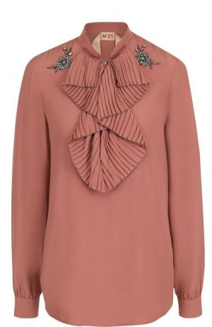 Однотонная блуза с плиссированной отделкой No. 21. Цвет: розовый