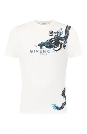 Хлопковая футболка с принтом Givenchy. Цвет: белый