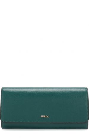 Кожаный кошелек с клапаном и логотипом бренда Furla. Цвет: зеленый