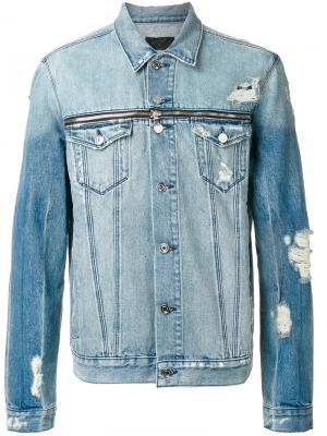 Джинсовая куртка с рваными деталями Rta. Цвет: синий