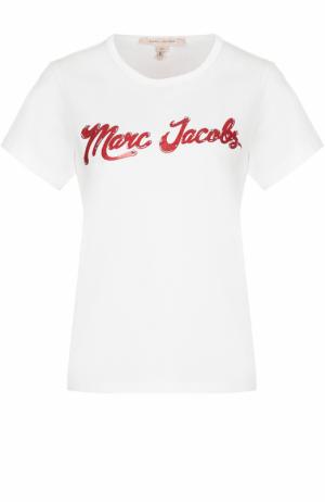 Хлопковая футболка с принтом Marc Jacobs. Цвет: кремовый