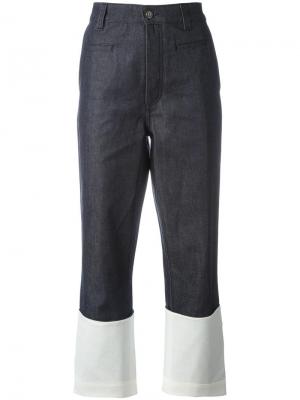 Ждинсовые брюки палаццо дизайна колор-блок Loewe. Цвет: синий