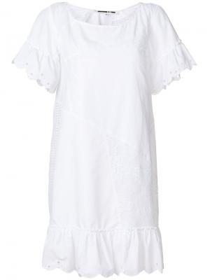 Платье асимметричного кроя с оборками McQ Alexander McQueen. Цвет: белый