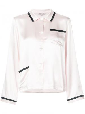 Пижамная рубашка с контрастной отделкой Morgan Lane. Цвет: розовый и фиолетовый