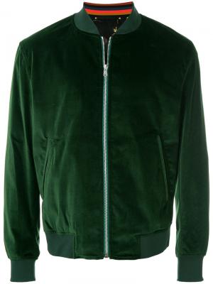 Бархатная куртка-бомбер Paul Smith. Цвет: зелёный