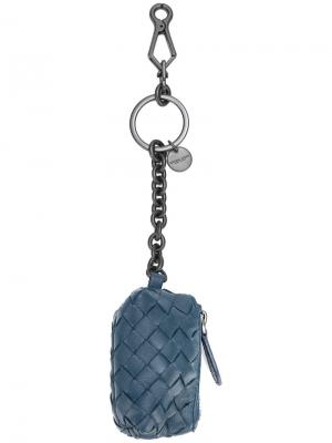 Брелок для ключей с плетеным дизайном Bottega Veneta. Цвет: синий