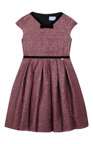 Платье с металлизированной отделкой и защипами Lanvin. Цвет: розовый