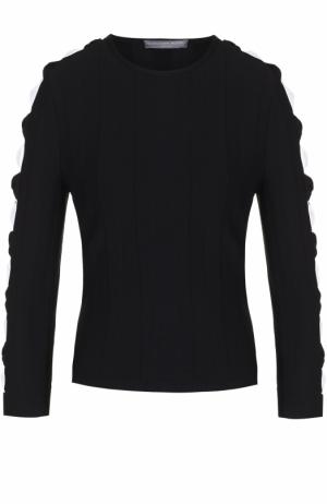 Облегающий пуловер с декоративной отделкой рукавов Alexander McQueen. Цвет: черный