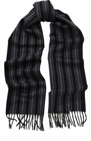 Кашемировый шарф в полоску с бахромой Lanvin. Цвет: темно-синий
