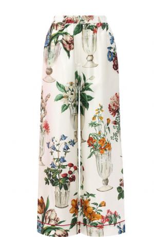 Шелковые брюки с принтом Dolce & Gabbana. Цвет: разноцветный