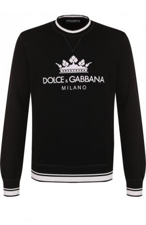 Хлопковый свитшот с принтом Dolce & Gabbana. Цвет: черный