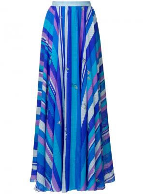 Длинное платье с принтом Emilio Pucci. Цвет: синий