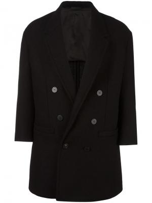 Объемное двубортное пальто Neil Barrett. Цвет: чёрный