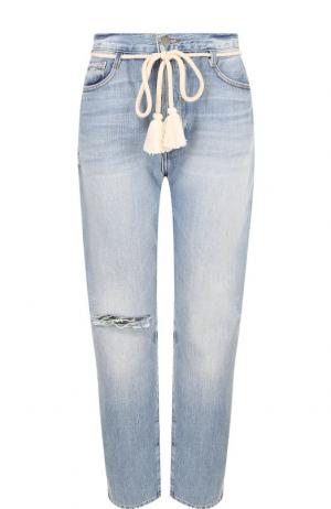 Укороченные джинсы с потертостями Frame Denim. Цвет: голубой