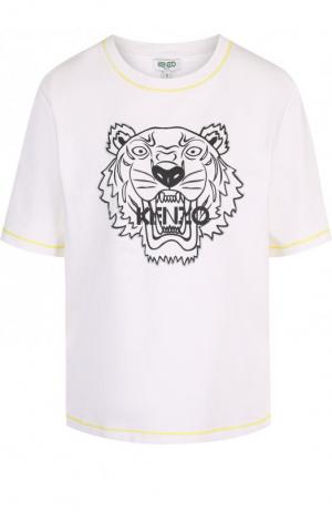 Хлопковая футболка свободного кроя с принтом Kenzo. Цвет: белый
