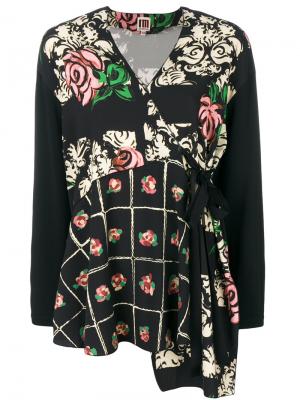Блузка на завязке с цветочным принтом IM Isola Marras I'M. Цвет: чёрный