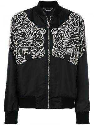 Куртка-бомбер с принтом тигров Philipp Plein. Цвет: чёрный