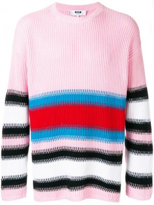 Полосатый свитер в рубчик MSGM. Цвет: розовый и фиолетовый